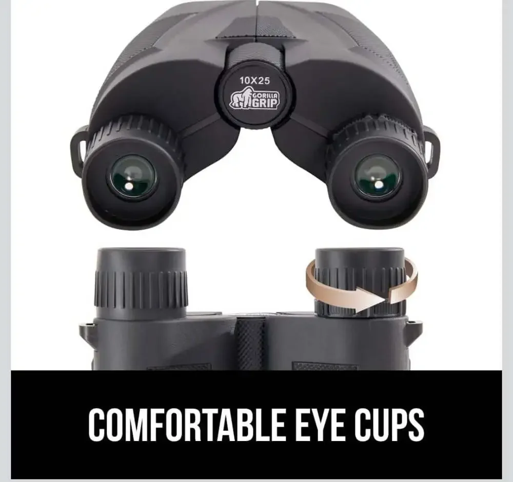 Gorilla Grip 10x25 Compact Binoculars for Adults, High Powered 10X Magnification